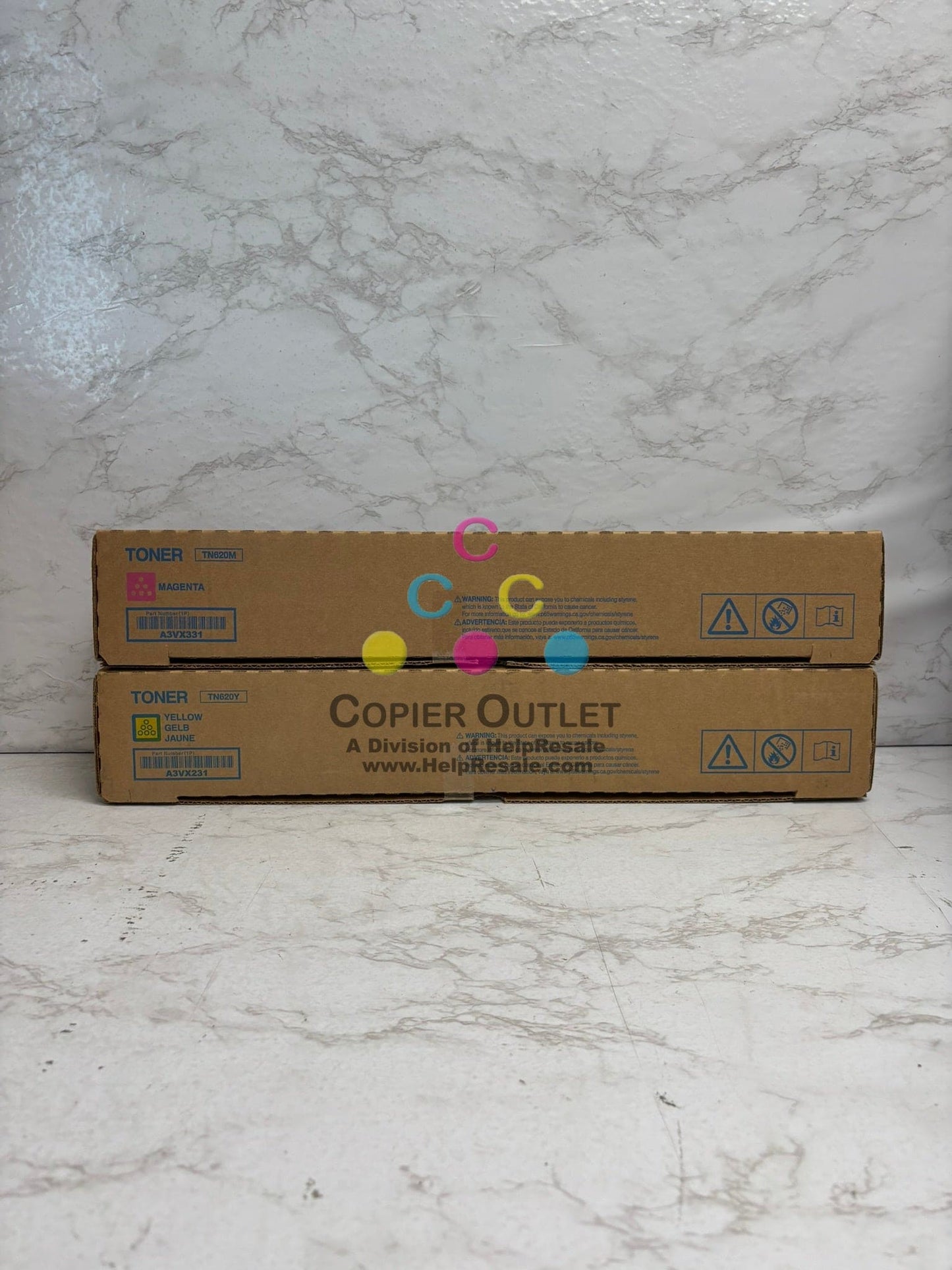 2 OEM Konica AccurioPress C2060L,C3070L Magenta & Yellow Toners TN620M & TN620Y