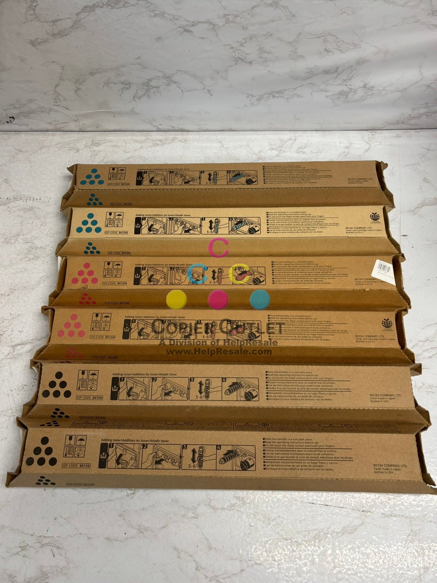 6 New OEM Ricoh MP C4500,C4540,LD445C CCMMKK Toners 841342,841344,841345