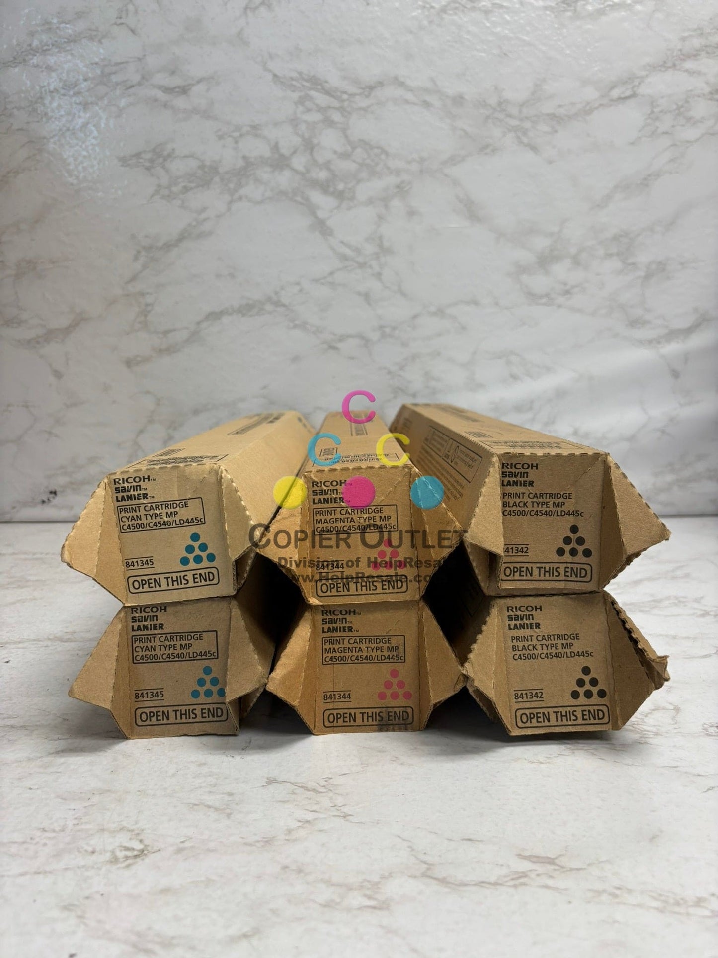 6 New OEM Ricoh MP C4500,C4540,LD445C CCMMKK Toners 841342,841344,841345