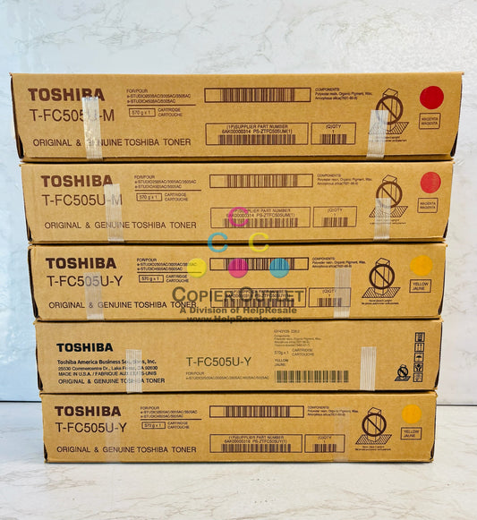 5 Genuine Toshiba E STUDIO 2505AC, 3005AC Magenta & Yellow Toner T-FC505U MY