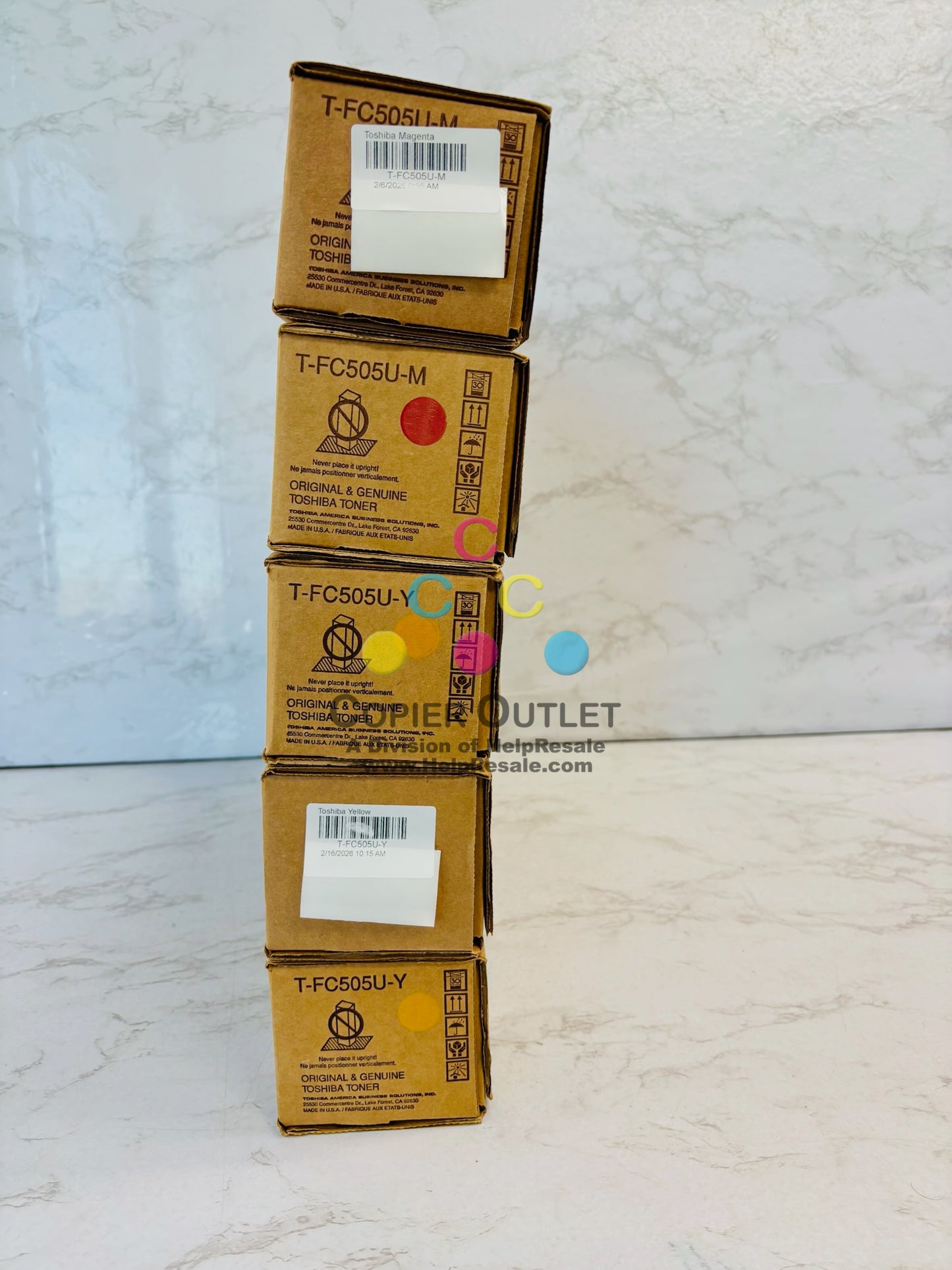 5 Genuine Toshiba E STUDIO 2505AC, 3005AC Magenta & Yellow Toner T-FC505U MY