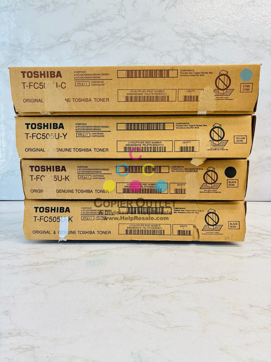4 Open OEM Toshiba E STUDIO 2505AC, 3005AC Cyan, Yellow & Black Toner T-FC505U CYKK