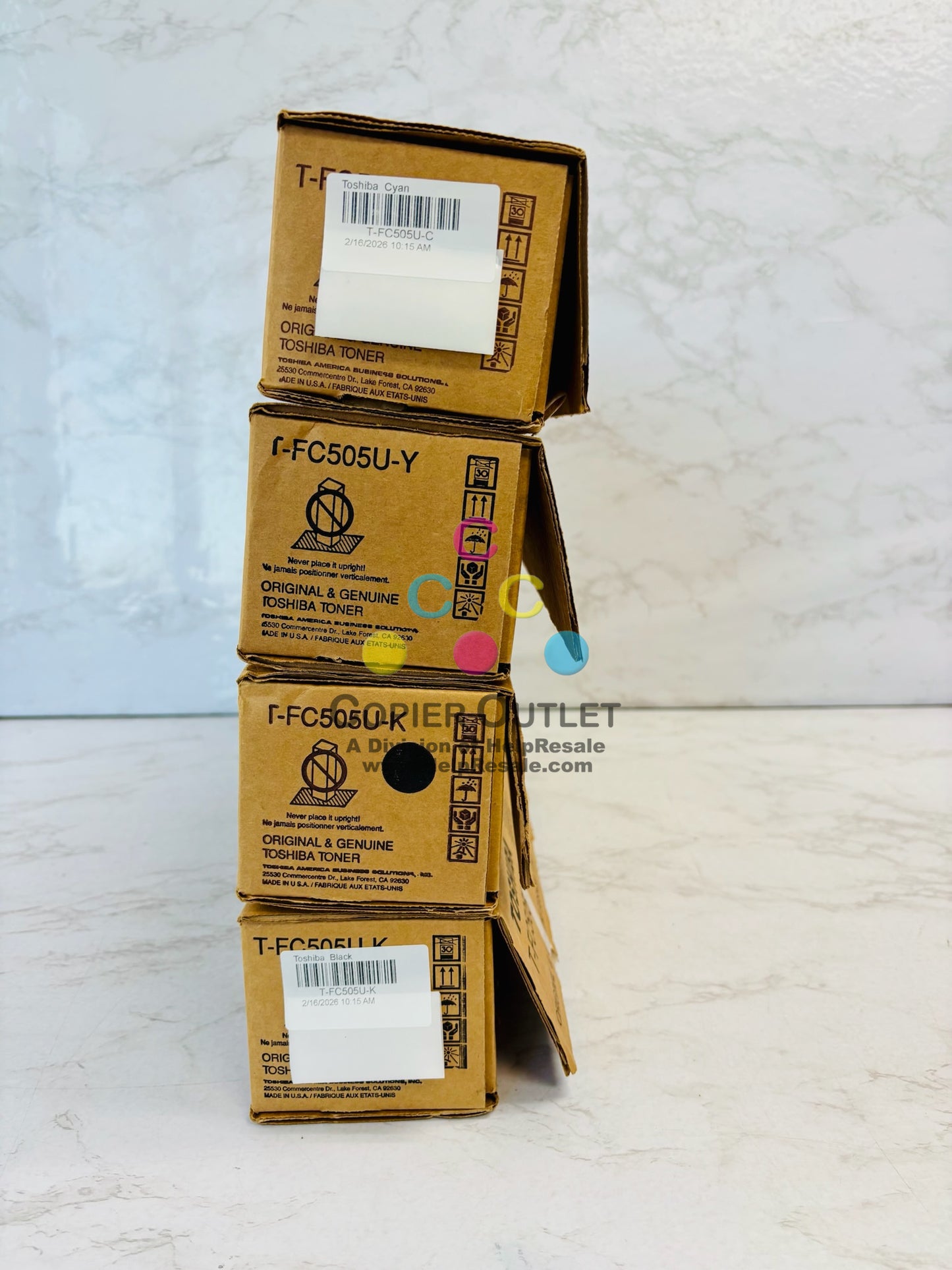 4 Open OEM Toshiba E STUDIO 2505AC, 3005AC Cyan, Yellow & Black Toner T-FC505U CYKK