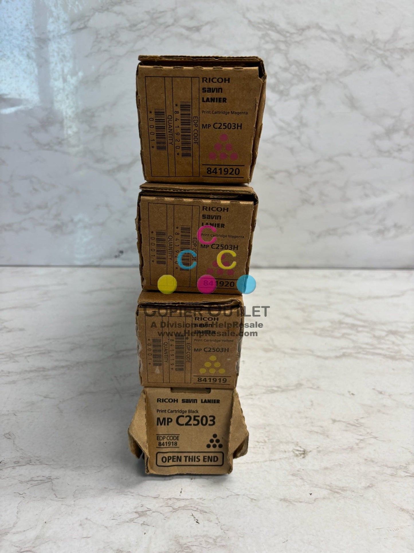 4 OEM Ricoh MP C2503H,C2003,C2004,C2503,C2504 MMYK Toners 841918,19,20 (No cyan)