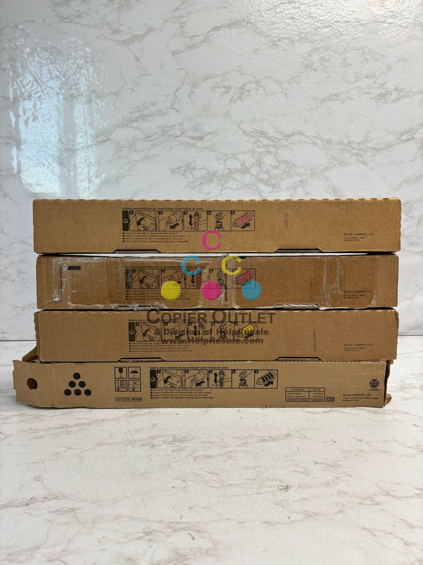 4 OEM Ricoh MP C2503H,C2003,C2004,C2503,C2504 MMYK Toners 841918,19,20 (No cyan)