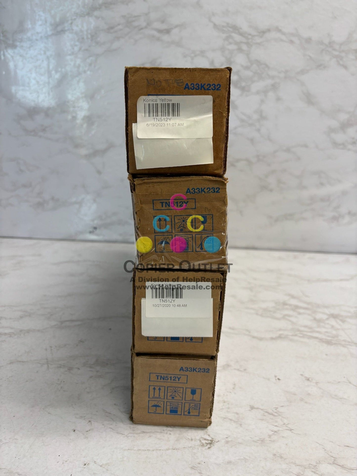 4 OEM Konica BizhubC454,C454e,C554,C554e TN512Y, TN-512Y (A33K232) Yellow Toners