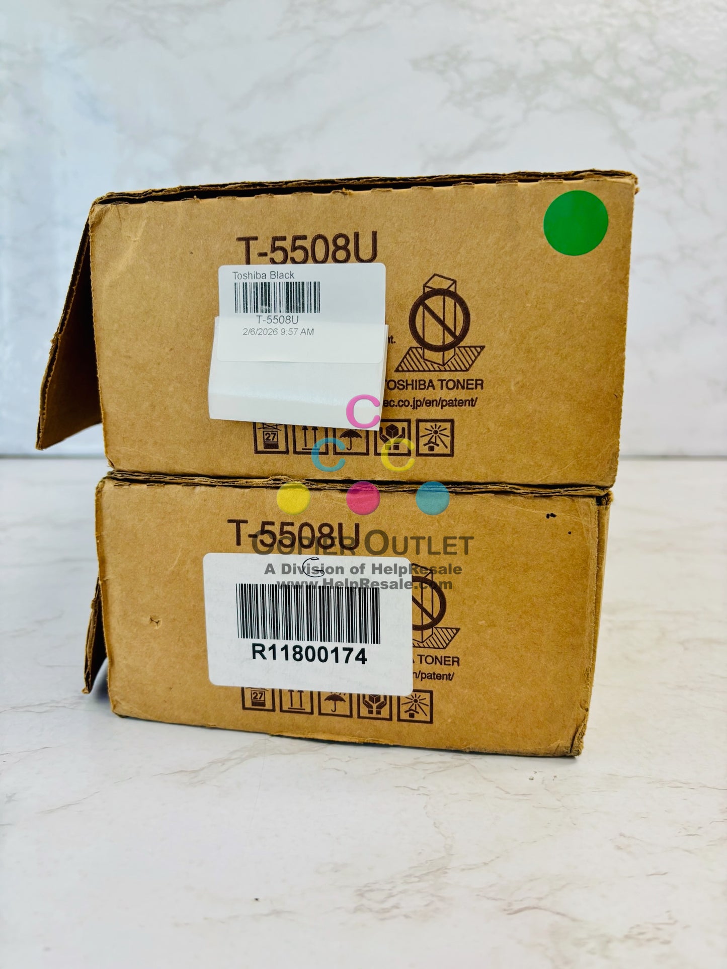 2 Open OEM Toshiba E STUDIO 5508A, 6508A, 6508AG Black Toner T-5508U w/ Tabs