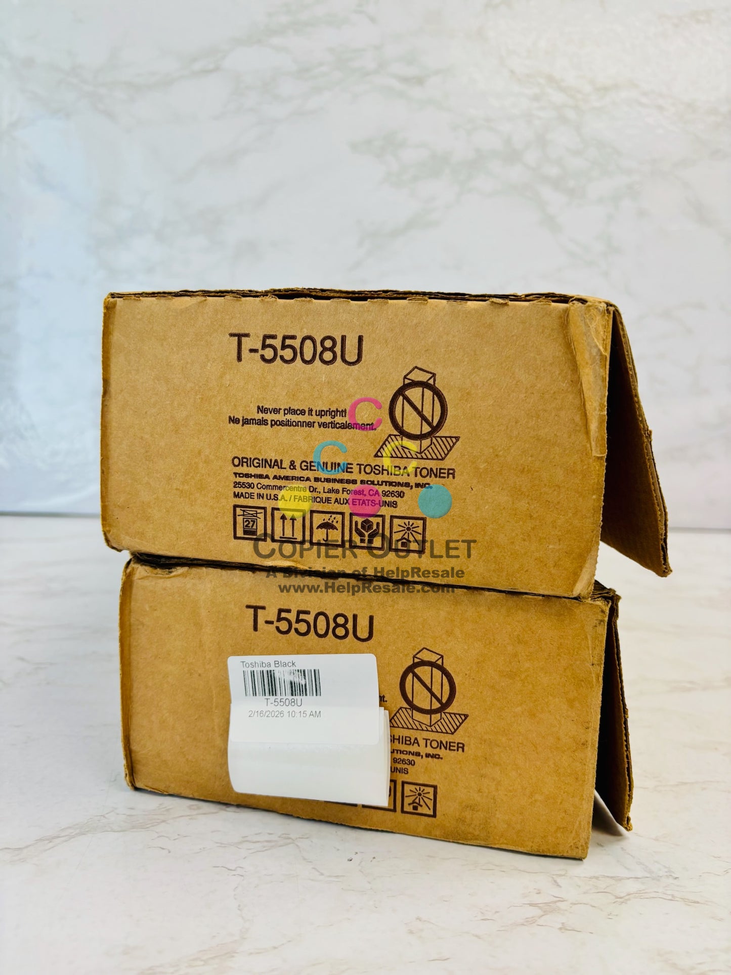 2 Open OEM Toshiba E STUDIO 5508A, 6508A, 6508AG Black Toner T-5508U w/ Tabs