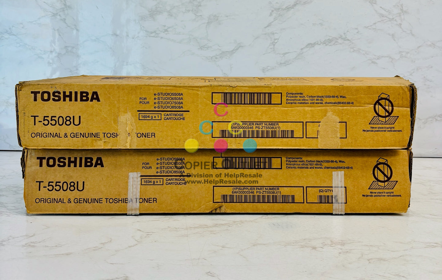 2 Open OEM Toshiba E STUDIO 5508A, 6508A, 6508AG Black Toner T-5508U w/ Tabs