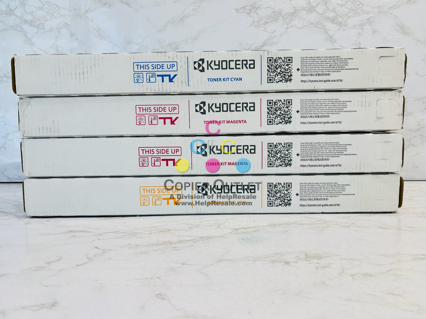 4 Genuine Kyocera 5052ci,5053ci,6052ci Cyan, Magenta & Yellow Toner TK-8517 CMMY