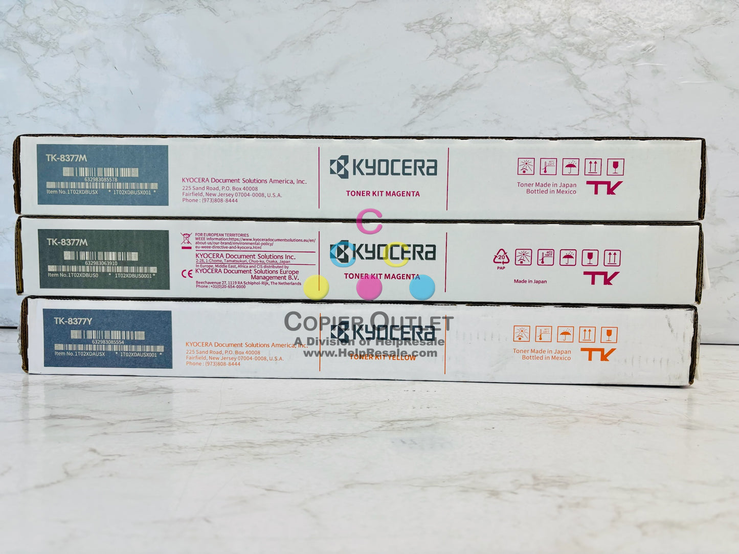 3 Genuine Kyocera TASKalfa 3554ci Magenta & Yellow Toner TK-8377 MMY