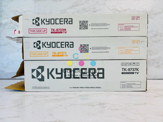 3 OEM Kyocera TASKalfa 7052ci,7353ci Magenta,Yellow & Black TK-8737 Toner MYK