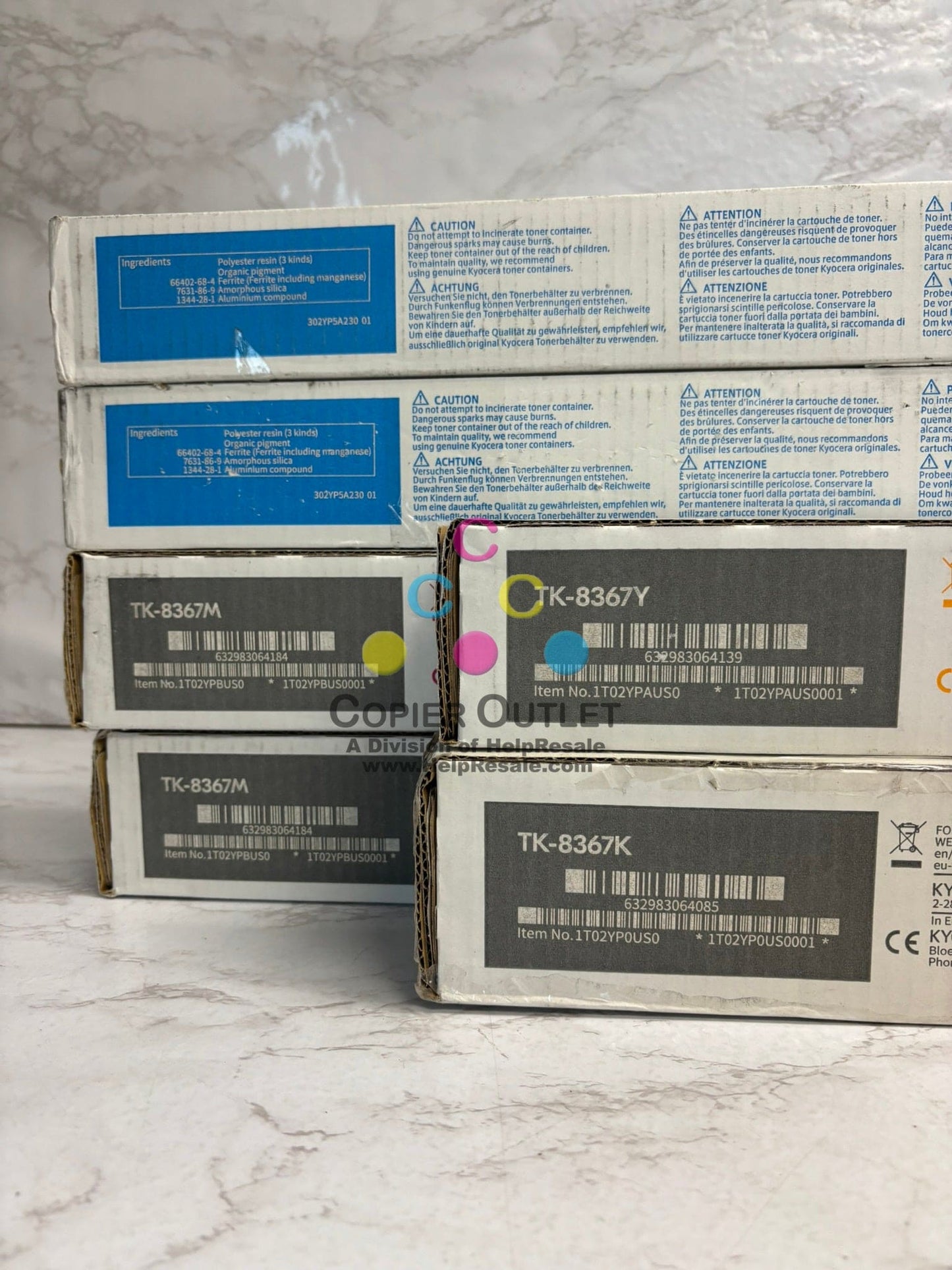6 Cosmetic OEM Kyocera/Copystar TASKalfa 2554ci, CS2554ci CCMMYK Toners TK-8367
