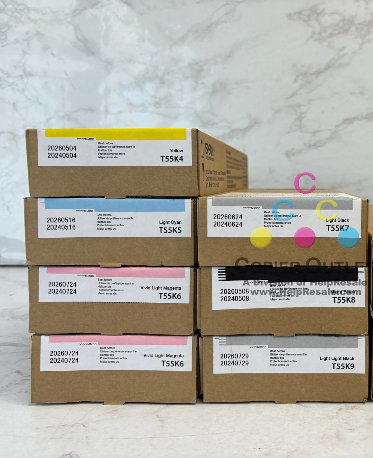 7 OEM Epson SCP9000/8000 LC,LM,Y,LB,MBK,LLB,PK ink T55K4,5,6,7,8,9 2020-26