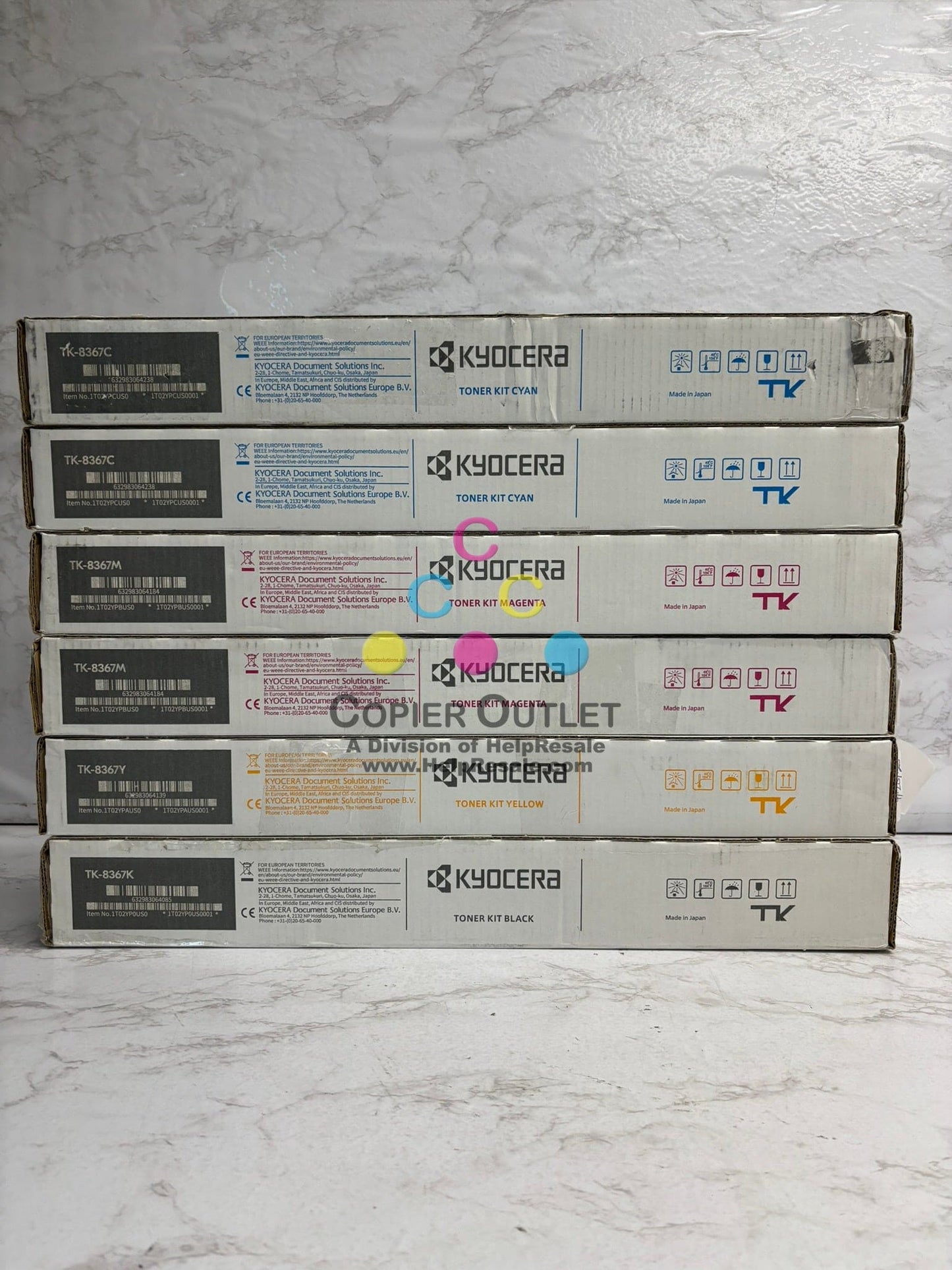 6 Cosmetic OEM Kyocera/Copystar TASKalfa 2554ci, CS2554ci CCMMYK Toners TK-8367