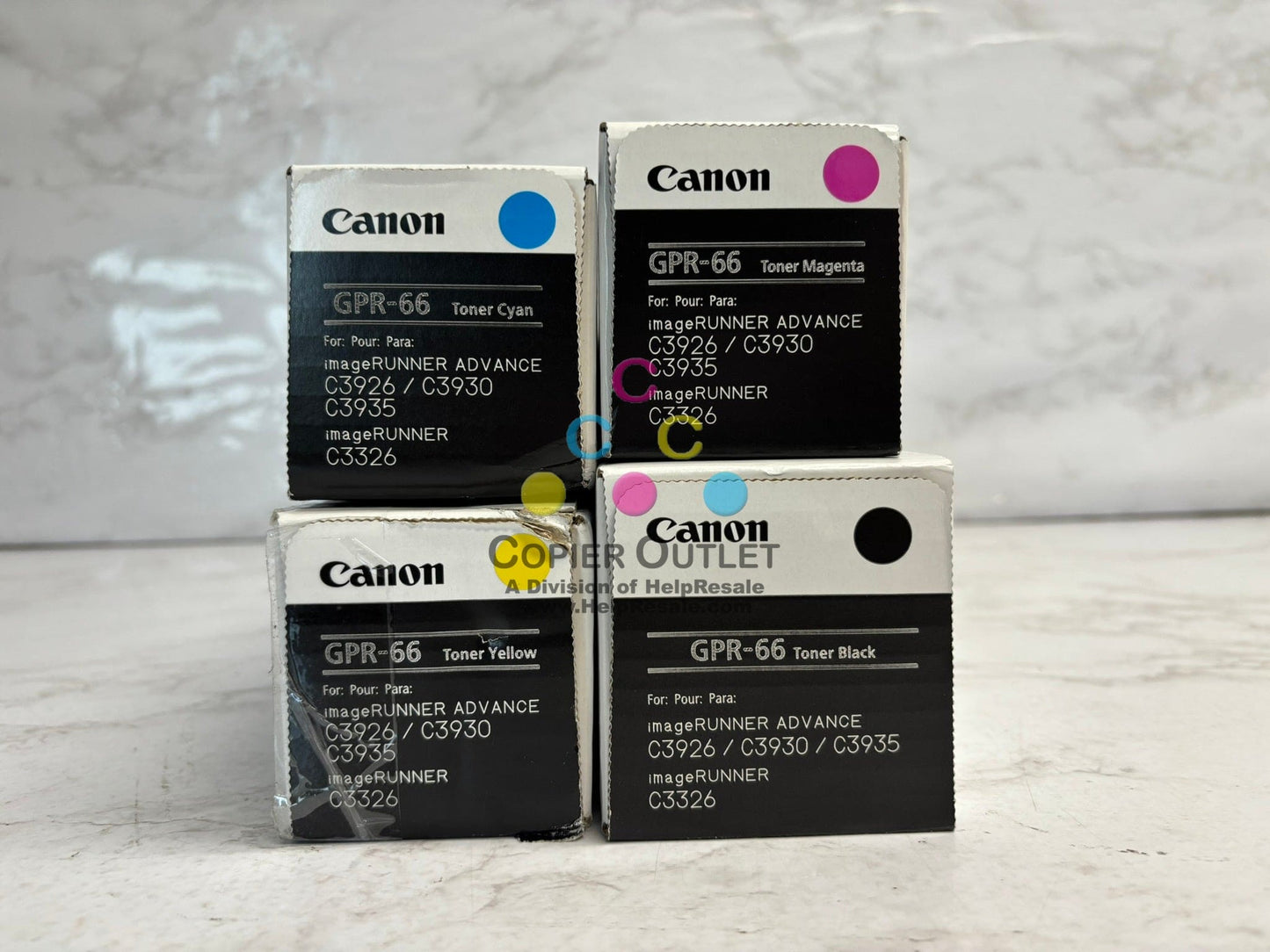 4 Cosmetic OEM Canon iR C3926,C3930,C3935,C3326 GPR-66 CMYK Toners (GPR66)