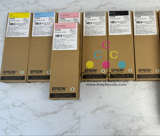 7 OEM Epson SCP9000/8000 LC,LM,Y,LB,MBK,LLB,PK ink T55K4,5,6,7,8,9 2020-26