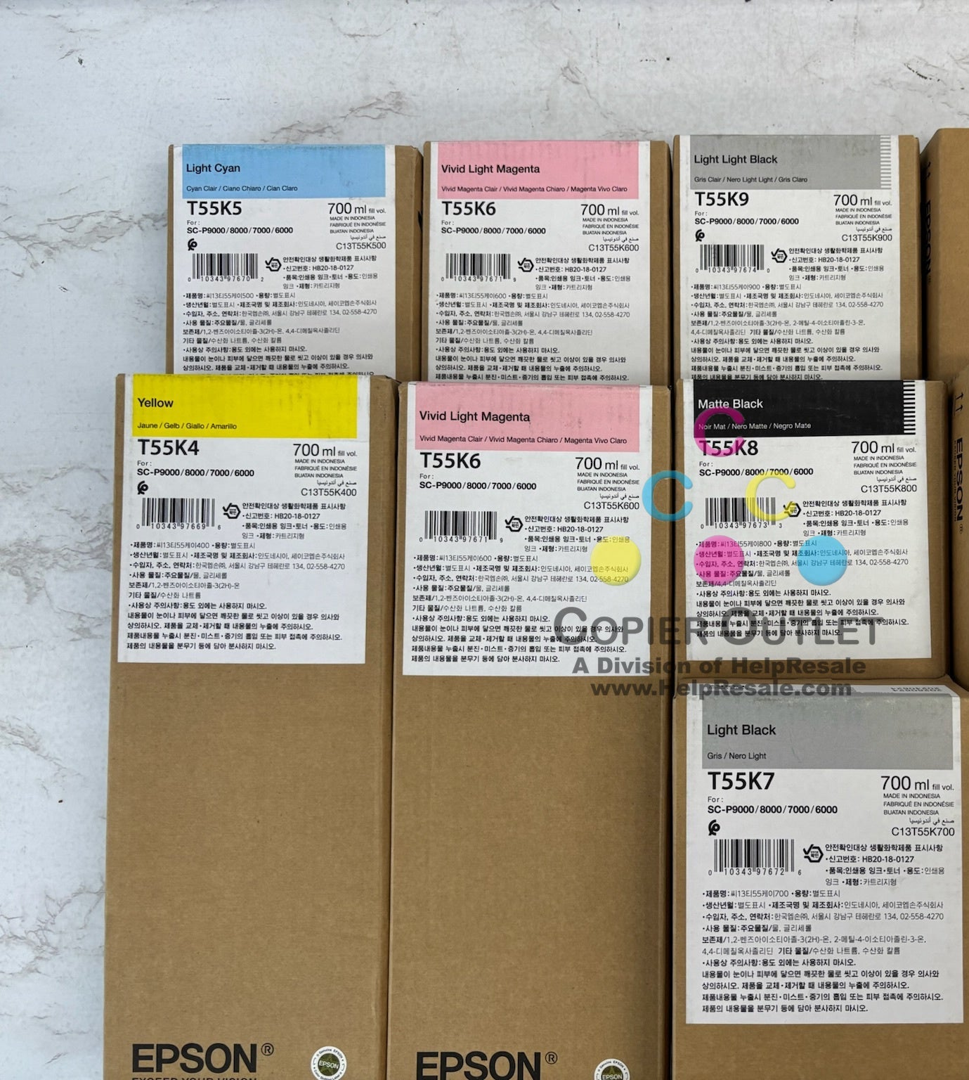 7 OEM Epson SCP9000/8000 LC,LM,Y,LB,MBK,LLB,PK ink T55K4,5,6,7,8,9 2020-26