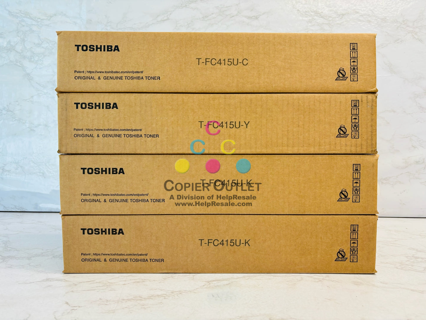 4 Genuine Toshiba eStudio 2515AC,3015AC Cyan,Yellow & Black Toner T-FC415U CYKK