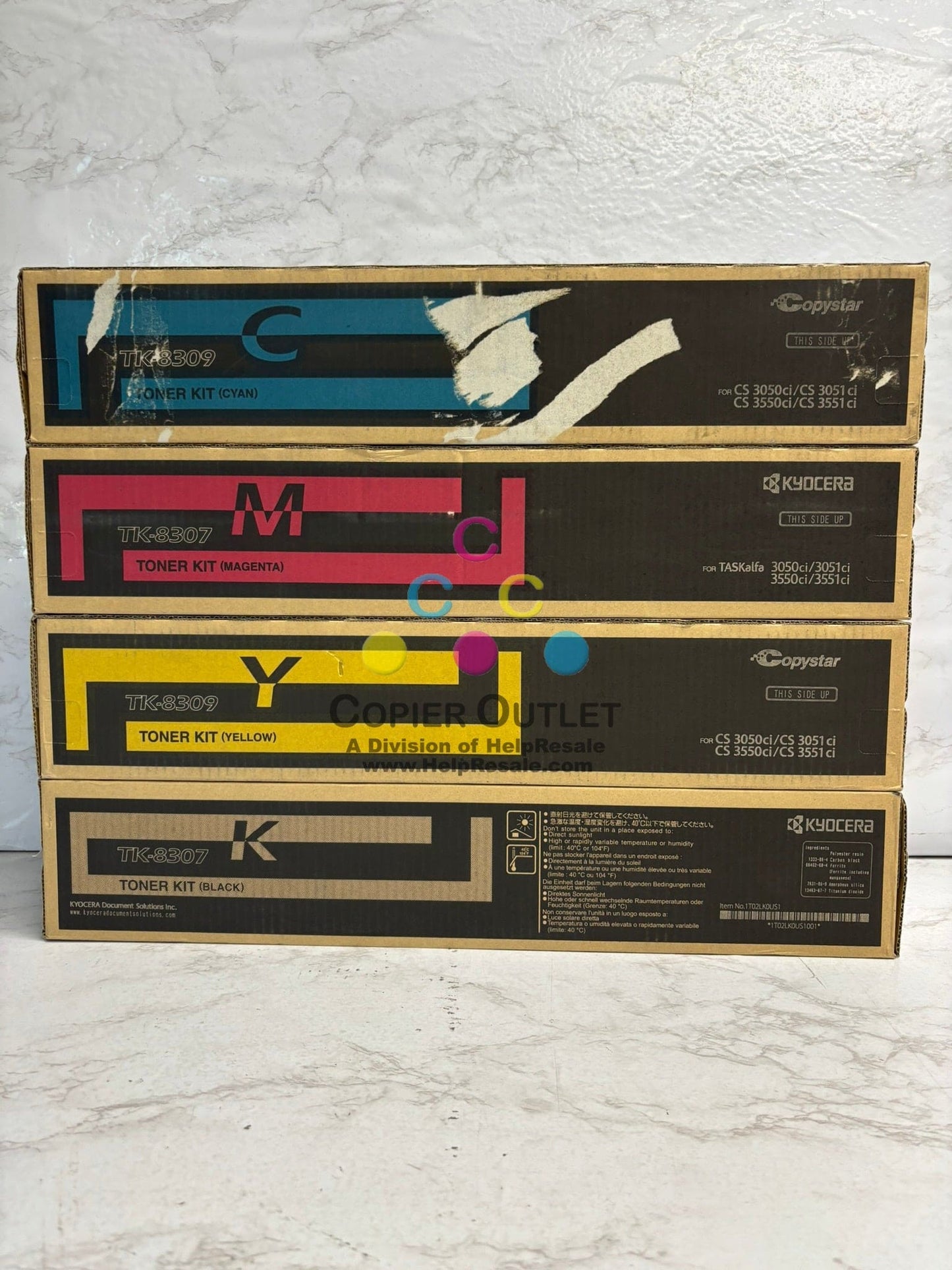 4 OEM Kyocera TASKalfa 3050ci,3051ci Toners TK-8309C,TK-8307M,TK-8309Y,TK-8307K