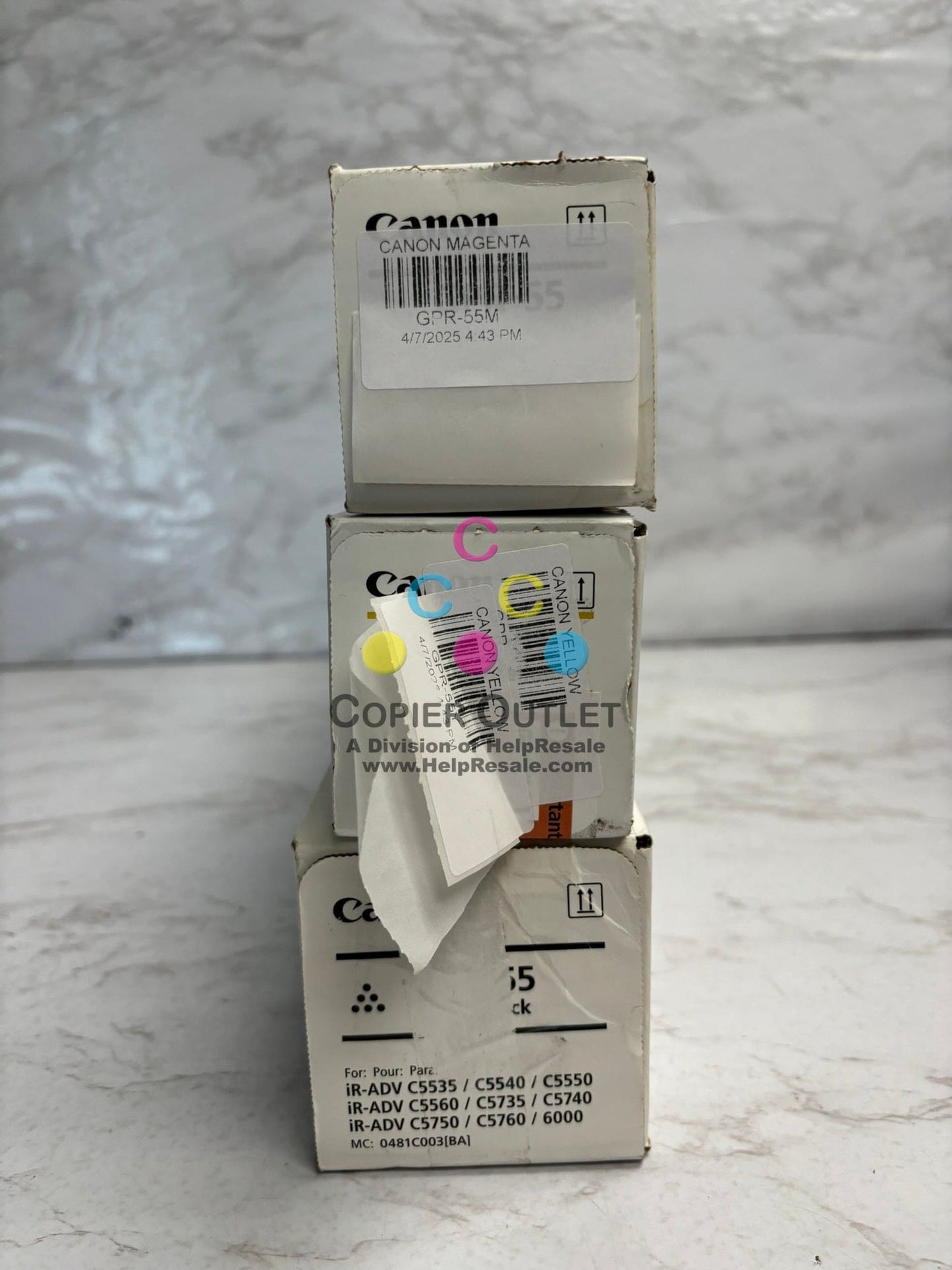 3 Cosmetic OEM Canon iR ADV C5535,C5540,C5550,C5560 GPR-55 MYK Toner(Open Black)