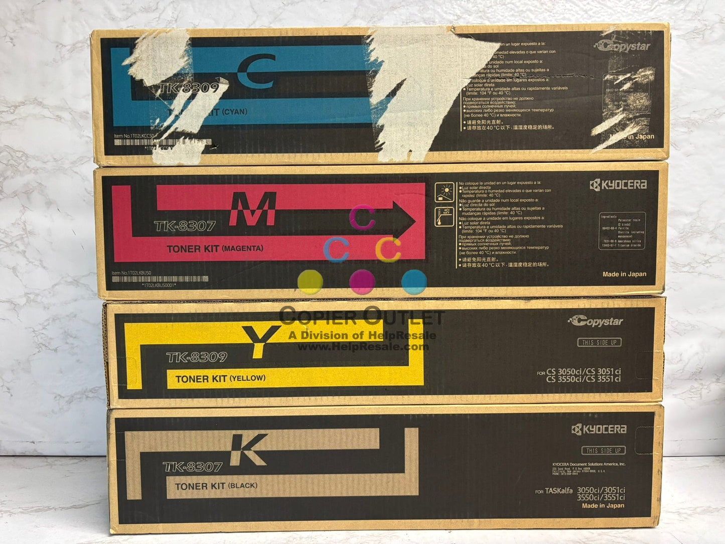 4 OEM Kyocera TASKalfa 3050ci,3051ci Toners TK-8309C,TK-8307M,TK-8309Y,TK-8307K
