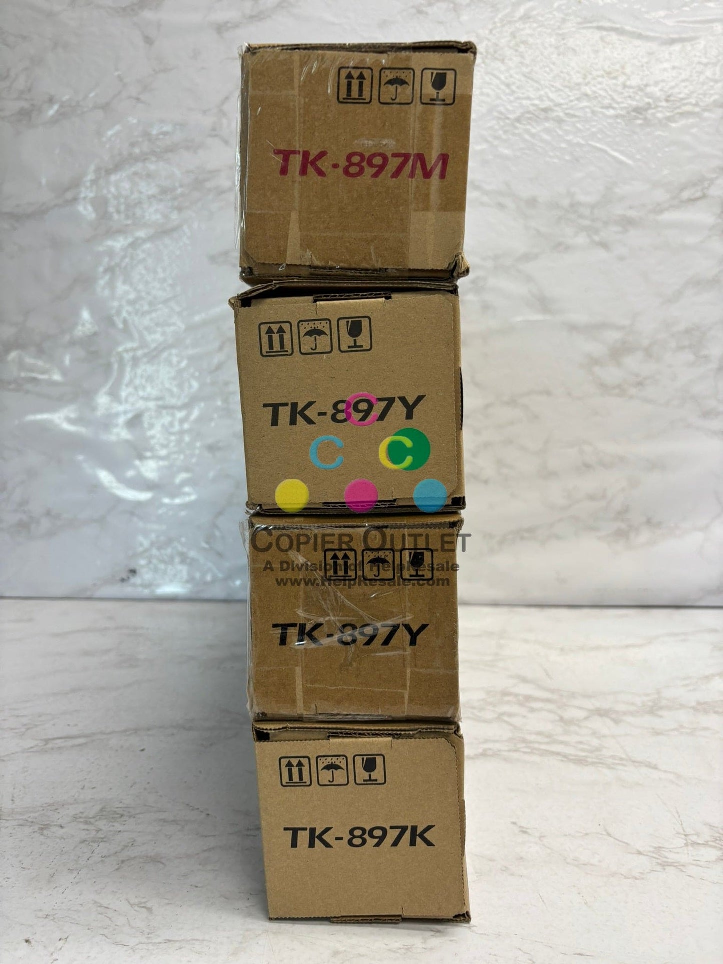 4 New OEM Kyocera FS-C8520MFP,C8525MFP, TASKalfa 205c, 255c Toners TK-897 MYYK