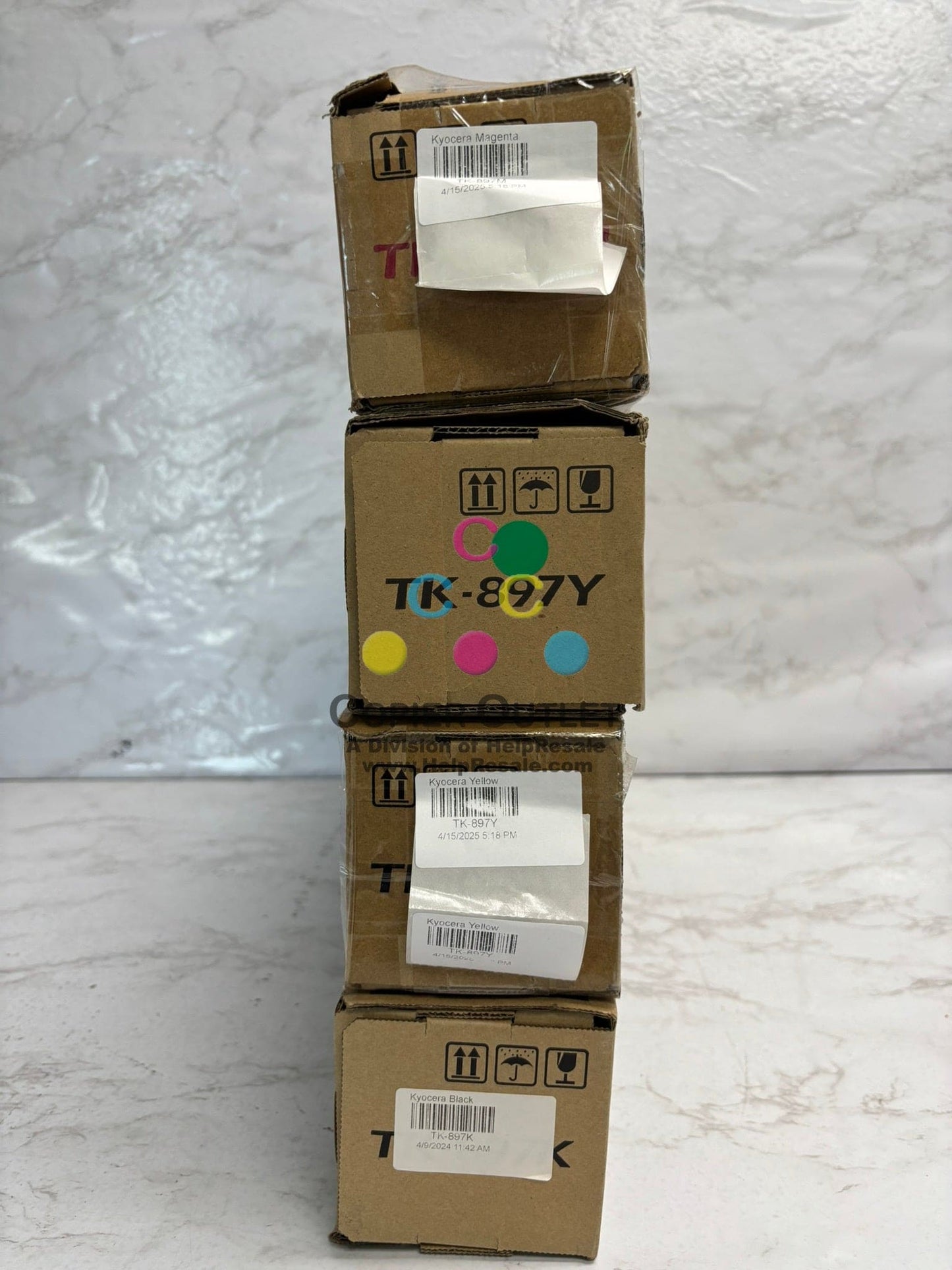 4 New OEM Kyocera FS-C8520MFP,C8525MFP, TASKalfa 205c, 255c Toners TK-897 MYYK