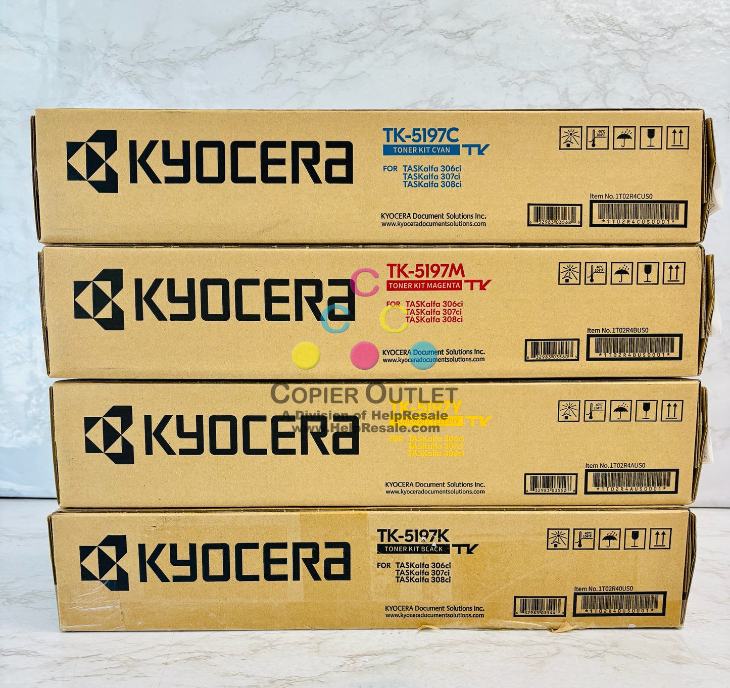 4 OEM Kyocera TASKalfa 306ci,307ci Cyan,Magenta,Yellow & Black Toner TK-5197 CMYK