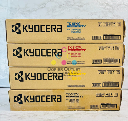 4 OEM Kyocera TASKalfa 306ci,307ci Cyan,Magenta,Yellow & Black Toner TK-5197 CMYK
