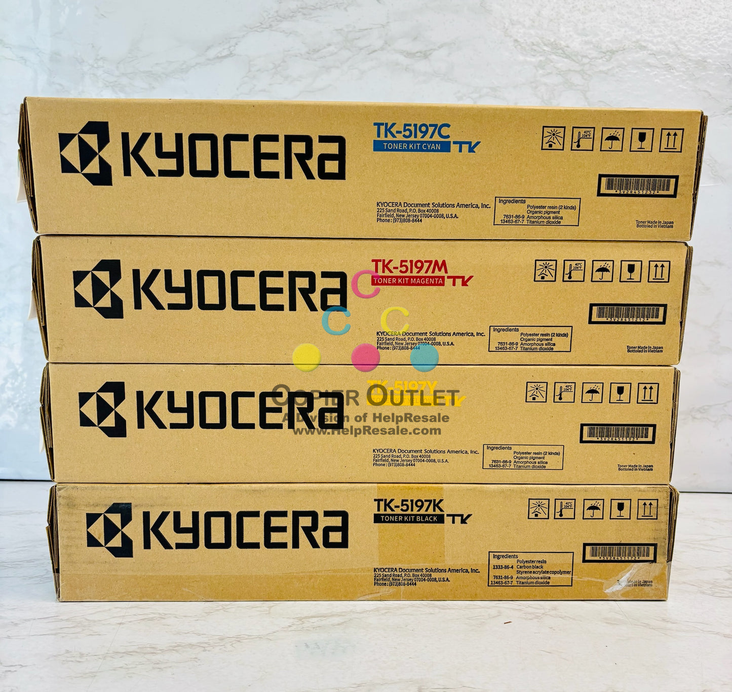 4 OEM Kyocera TASKalfa 306ci,307ci Cyan,Magenta,Yellow & Black Toner TK-5197 CMYK