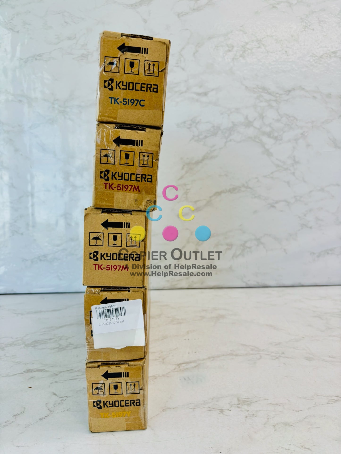 5 Genuine Kyocera TASKalfa 306ci,307ci Cyan,Magenta & Yellow Toner TK-5197 CMMYY