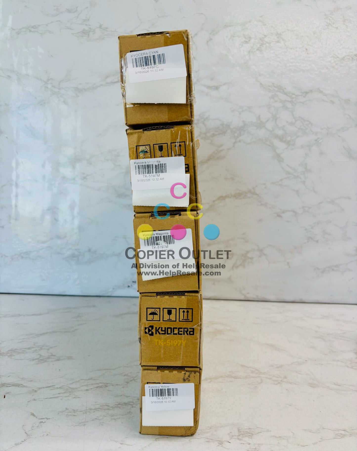 5 Genuine Kyocera TASKalfa 306ci,307ci Cyan,Magenta & Yellow Toner TK-5197 CMMYY
