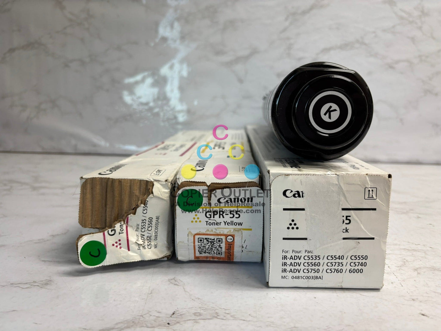 3 Cosmetic OEM Canon iR ADV C5535,C5540,C5550,C5560 GPR-55 MYK Toner(Open Black)