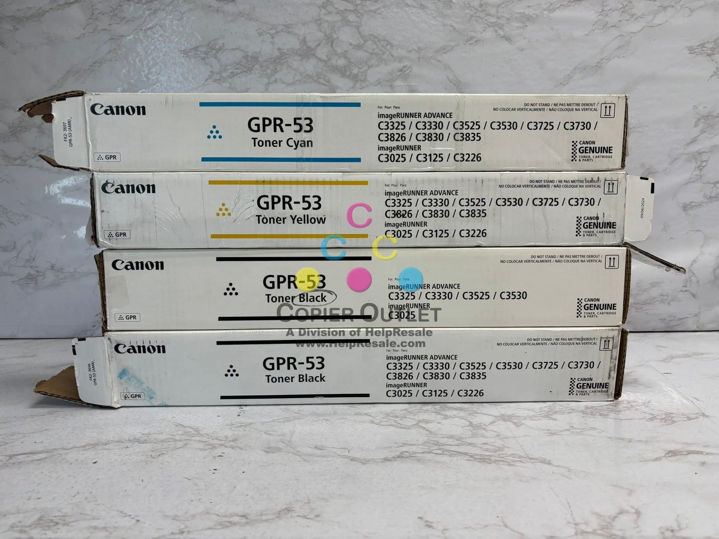 4 New Open Genuine ADVANCE C3325i C3330i,C3525i Toners GPR-53 CYKK