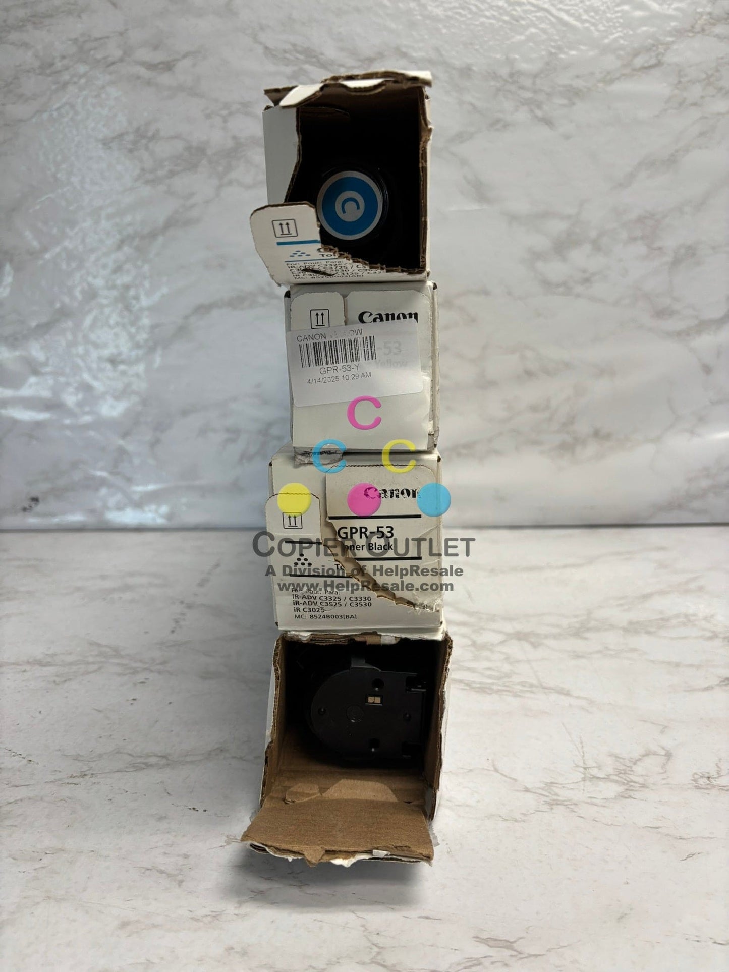 4 New Open Genuine ADVANCE C3325i C3330i,C3525i Toners GPR-53 CYKK