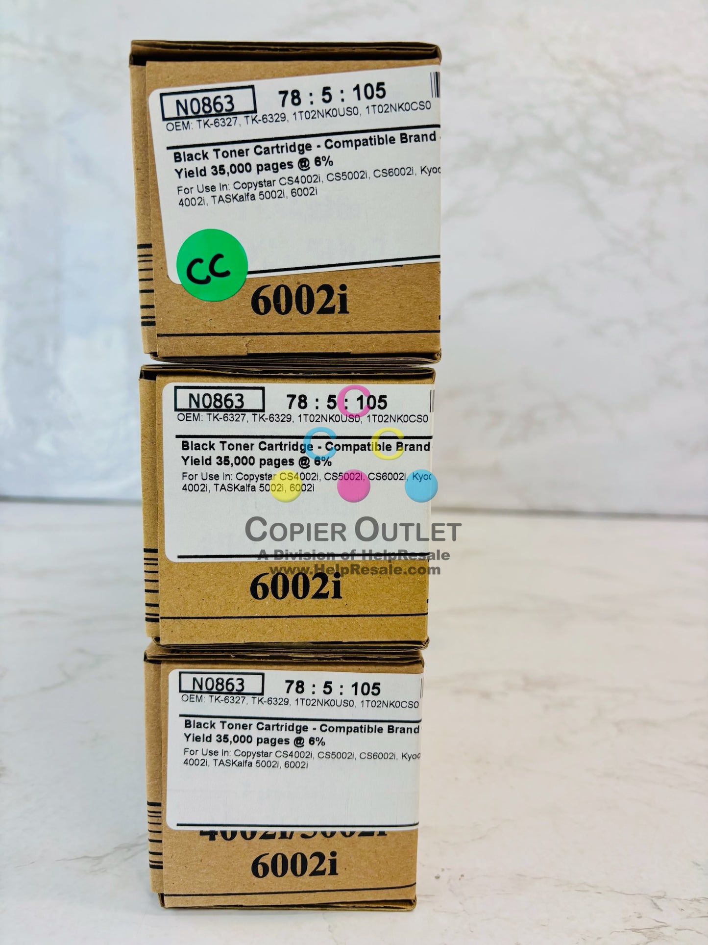 3 Unbrandred Kyocera TASKalfa 4002i, 5002i, 6002i Black Toner TK-6327K, TK-6329K