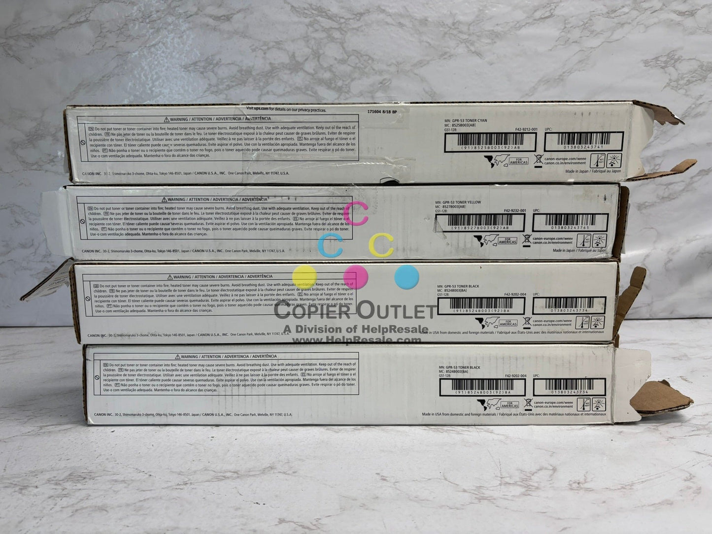 4 New Open Genuine ADVANCE C3325i C3330i,C3525i Toners GPR-53 CYKK