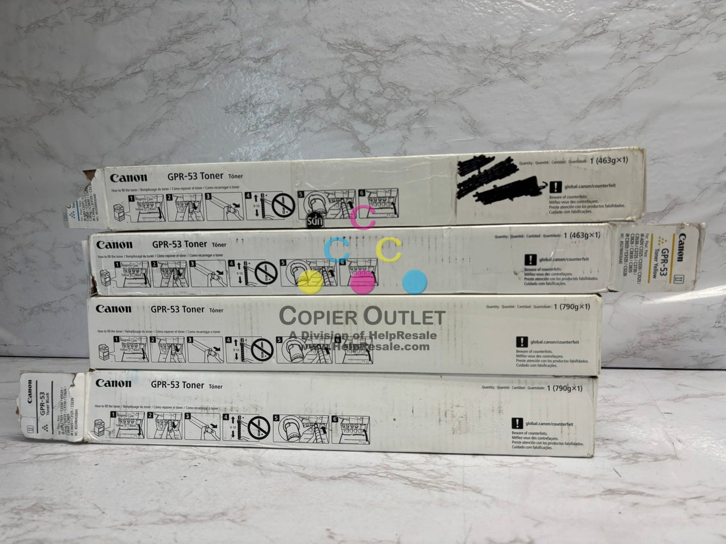 4 New Open Genuine ADVANCE C3325i C3330i,C3525i Toners GPR-53 CYKK