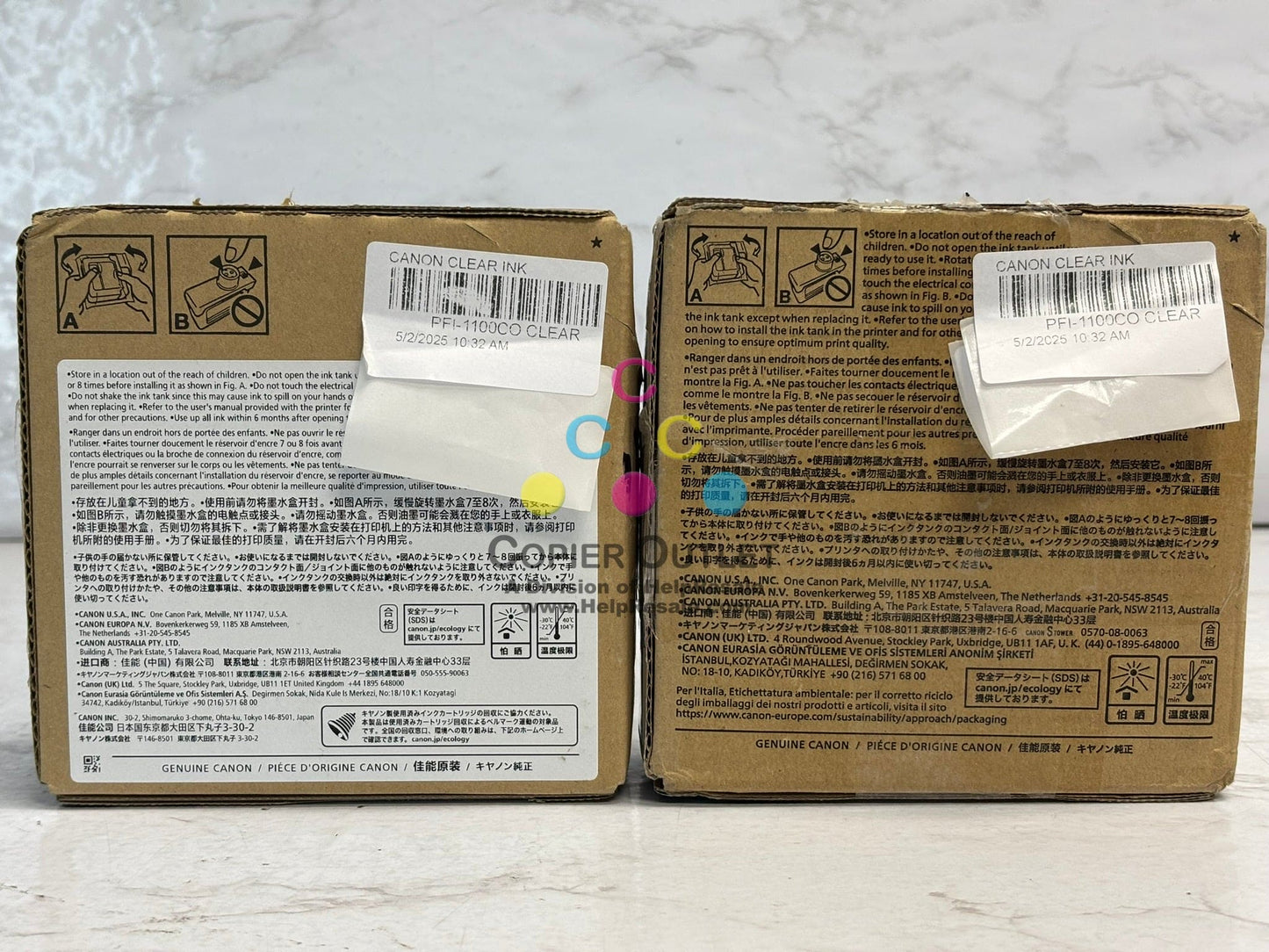 2 New OEM Canon IP PRO-2000, PRO-2100 Clear Ink PFI-1100CO EXP: 10/2024, 7/2025