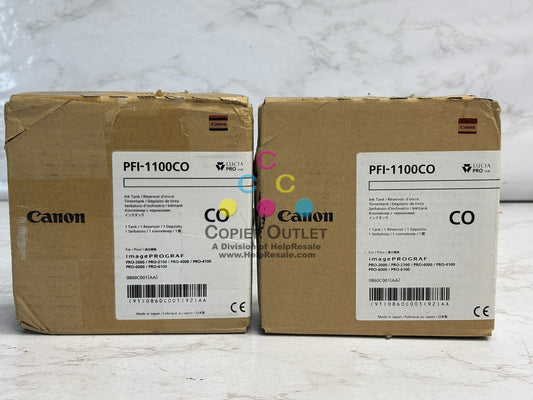 2 New OEM Canon IP PRO-2000, PRO-2100 Clear Ink PFI-1100CO EXP: 10/2024, 7/2025