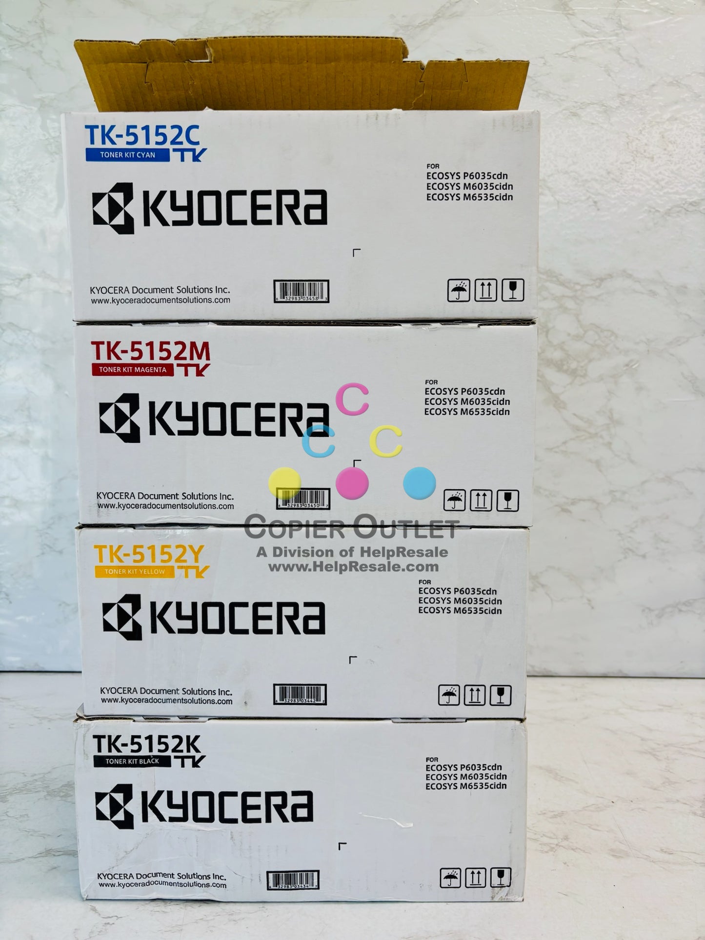 4 Open OEM Kyocera  ECOSYS 6035cidn Cyan, Mag., Yellow, Black Toner TK-5152 CMYK