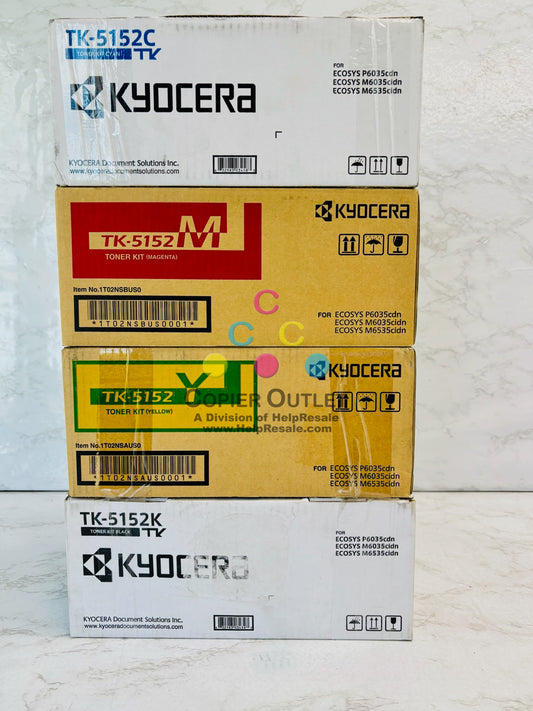 4 Genuine Kyocera ECOSYS 6035cidn Cyan, Magenta, Yellow, Black Toner TK-5152 CMYK