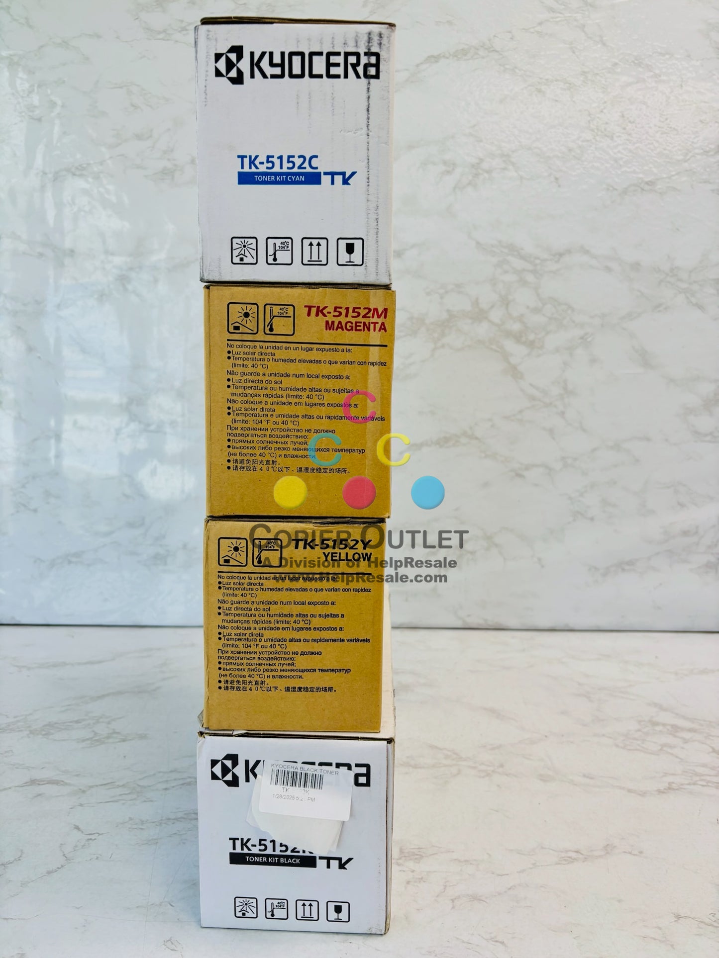 4 Genuine Kyocera ECOSYS 6035cidn Cyan, Magenta, Yellow, Black Toner TK-5152 CMYK