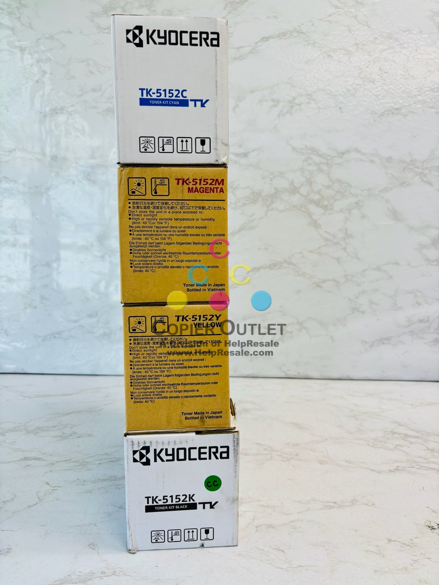 4 Genuine Kyocera ECOSYS 6035cidn Cyan, Magenta, Yellow, Black Toner TK-5152 CMYK