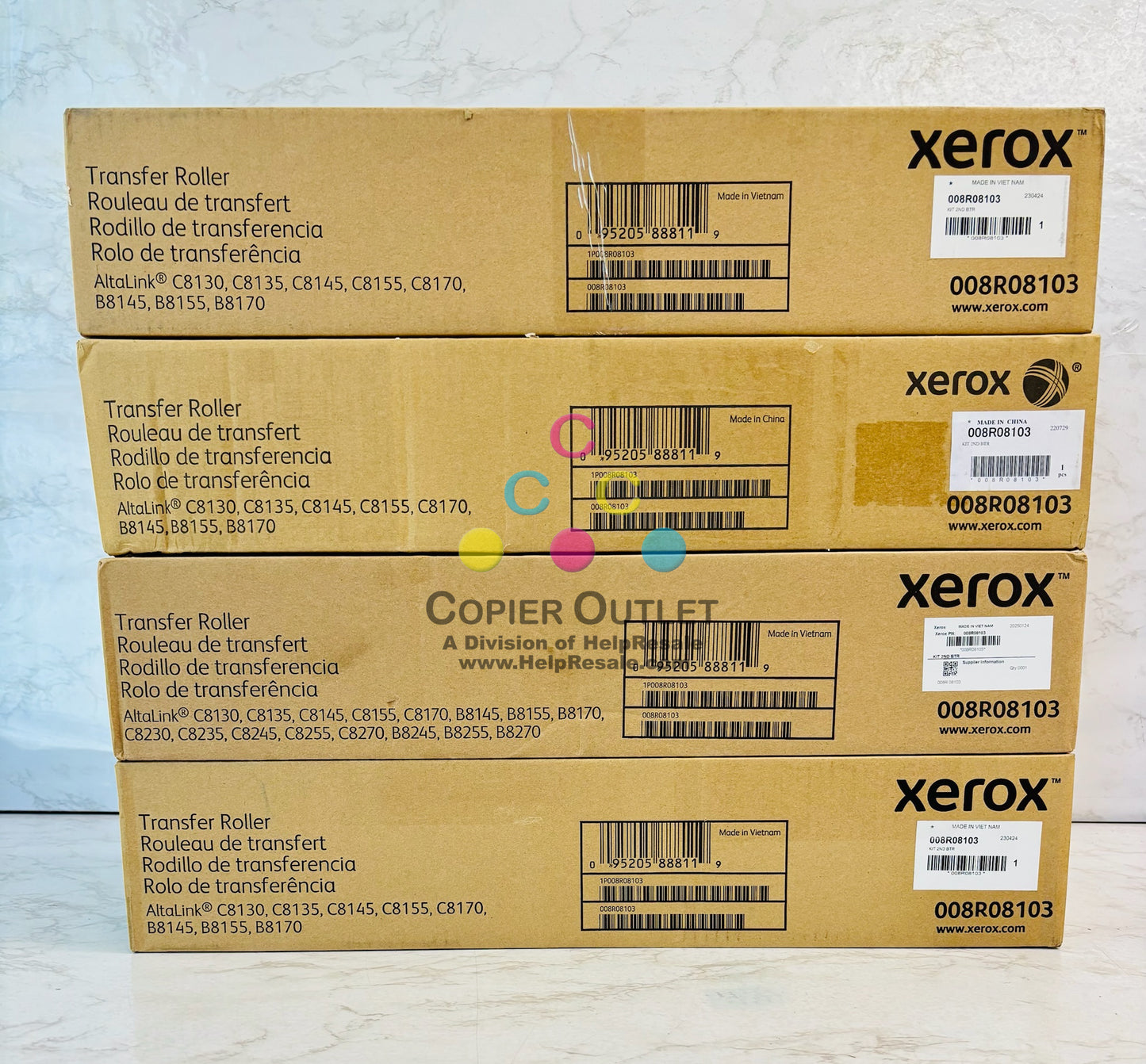4 Genuine Xerox AltaLink C8130, C8135, C8145 Transfer Roller 008R08103
