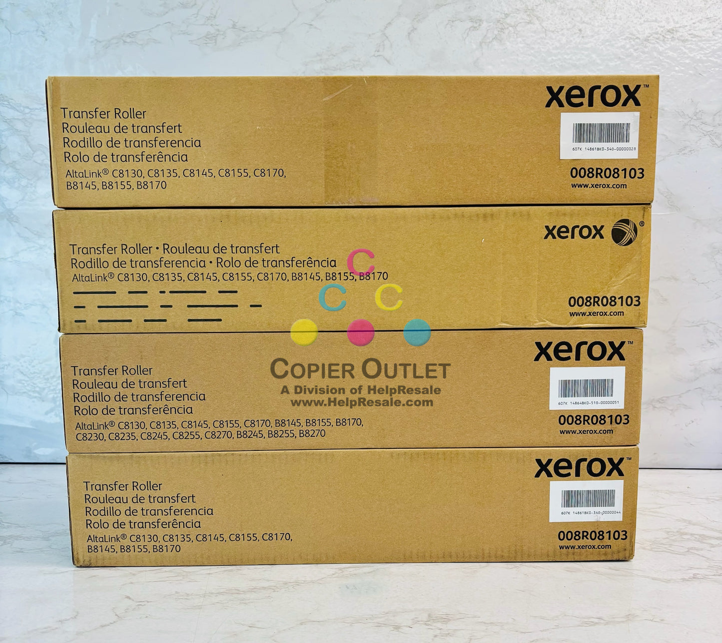 4 Genuine Xerox AltaLink C8130, C8135, C8145 Transfer Roller 008R08103