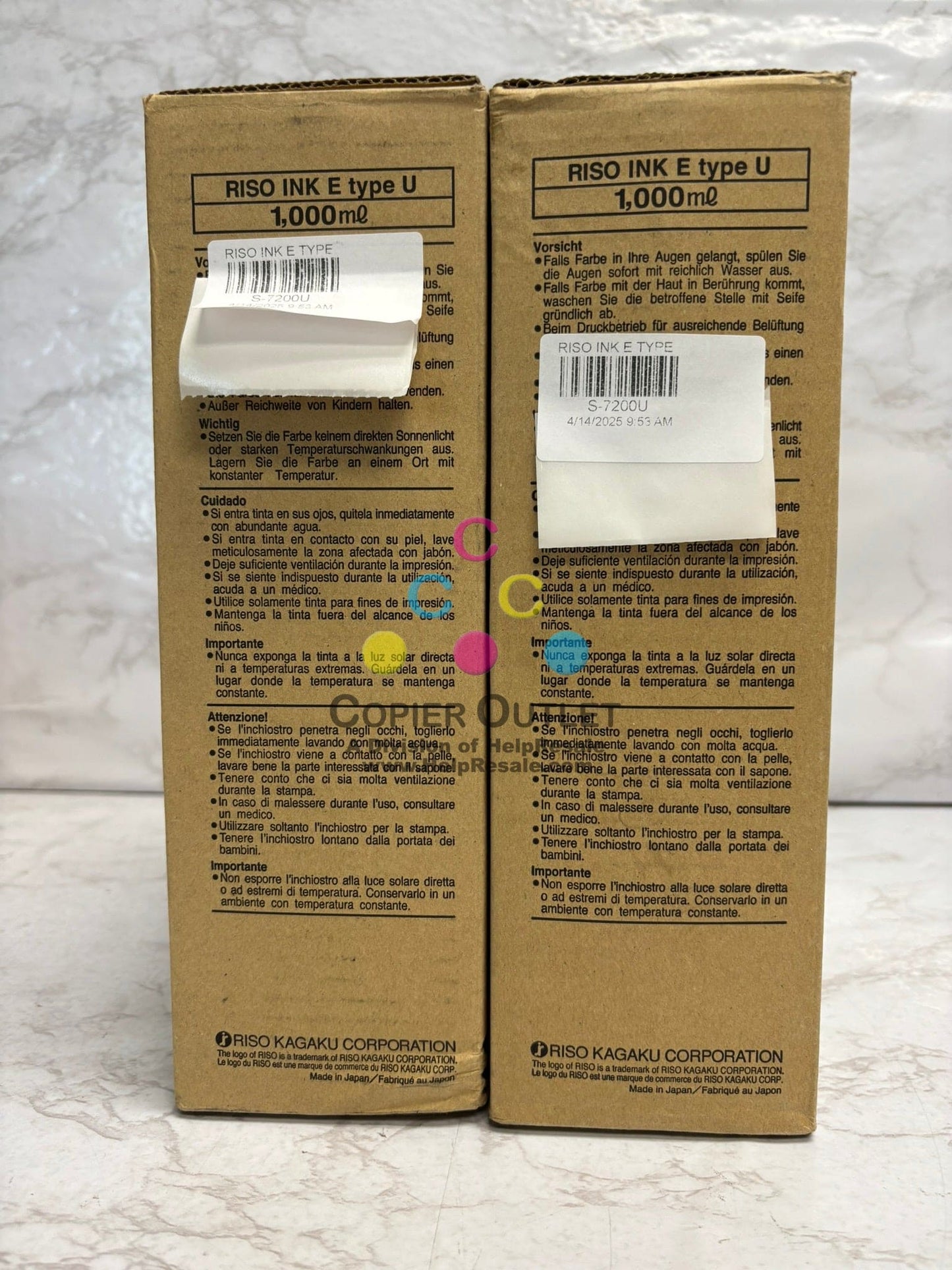 2 New Genuine Riso EZ 220,221,390,391,590,591 Blue Ink S-7200U (4 Cartons)