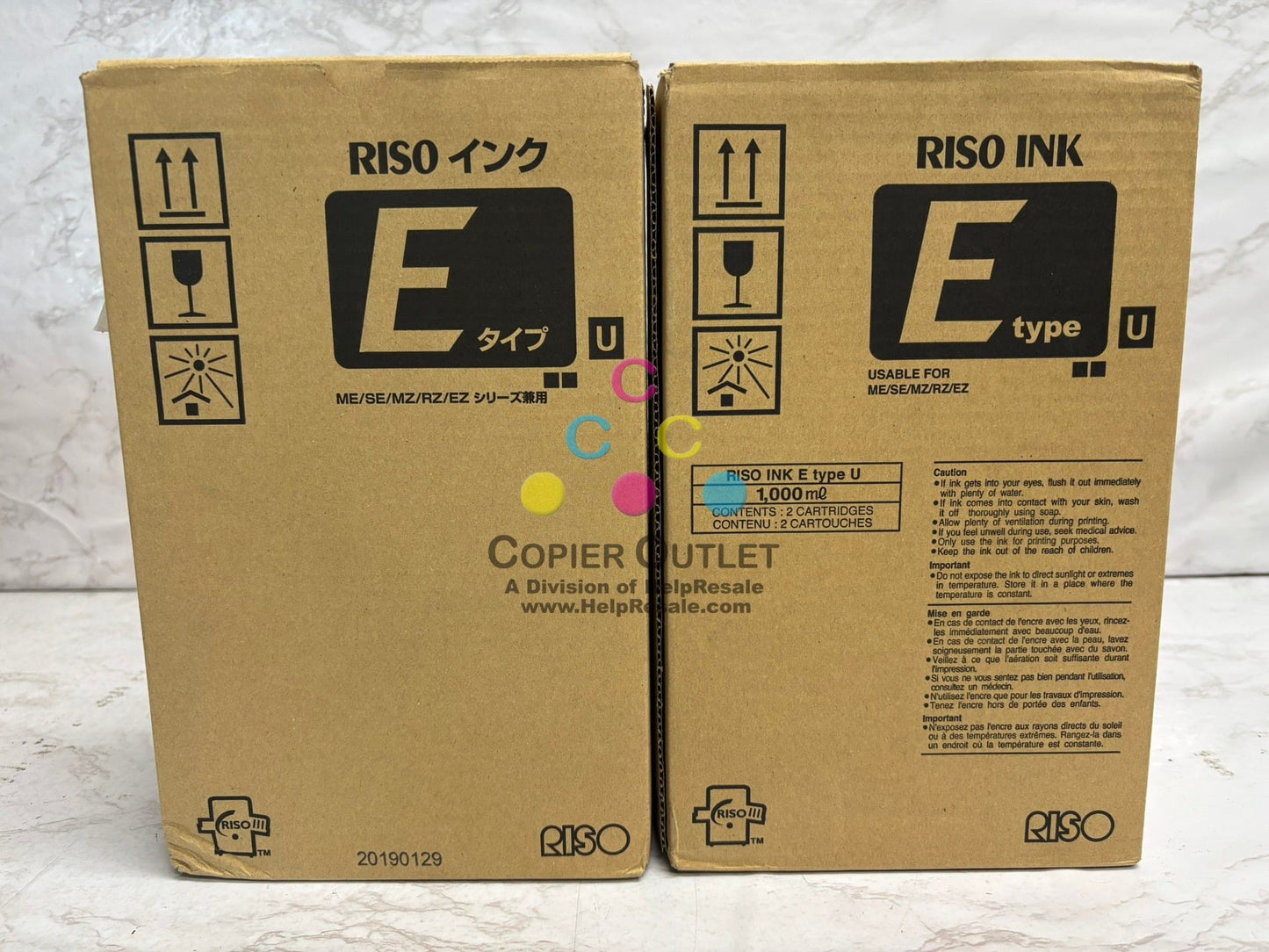 2 New Genuine Riso EZ 220,221,390,391,590,591 Blue Ink S-7200U (4 Cartons)
