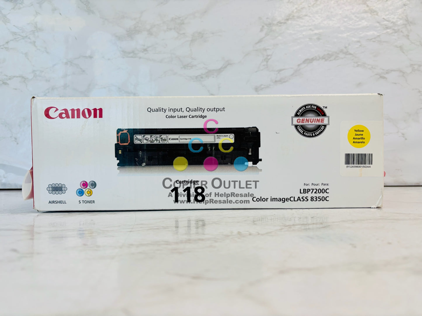 Genuine Canon ImageClass LBP7200CDN, LBP7660CDN Yellow Cartridge 118, 2659B001AA